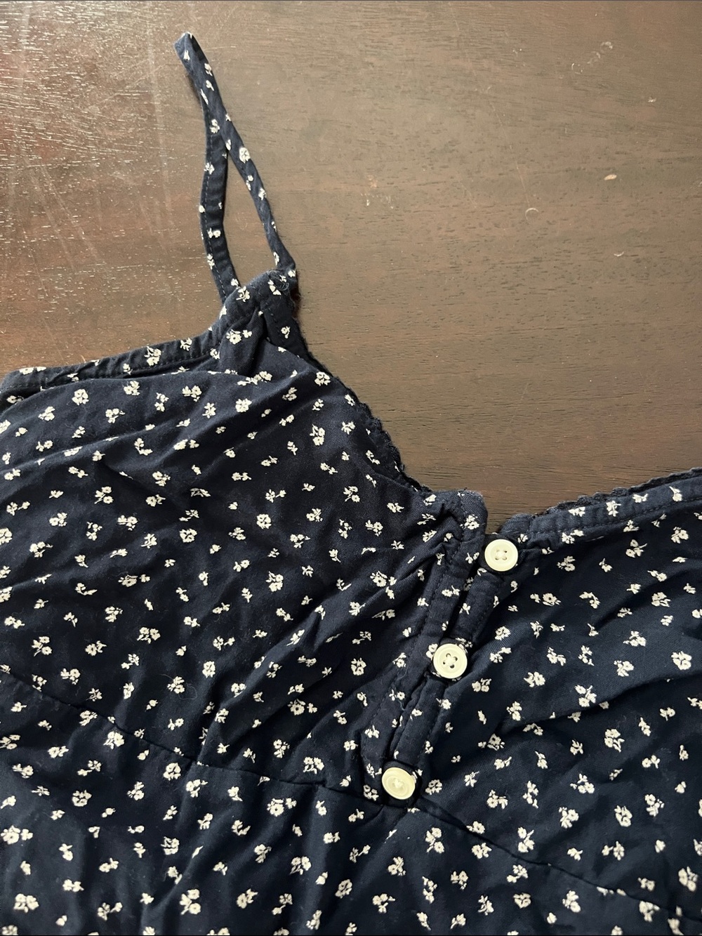 Brandy Melville Navy Floral Button-Front Cami Top - Picture 2 of 5